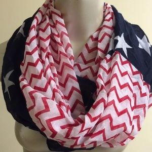 NWT Americana Infinity Scarf Falls Creek Fashion Patriotic Red White Blue Stars